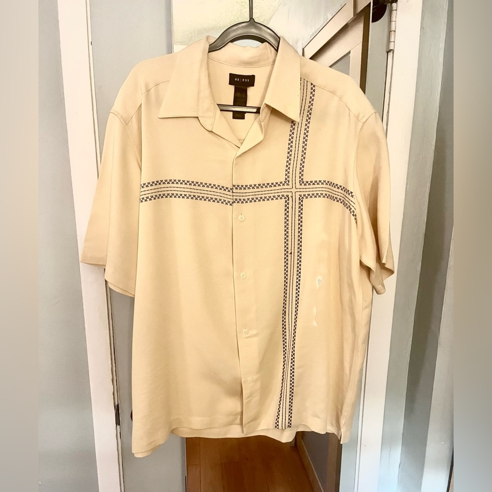 Short Sleeve Stitched Buttondown Front Short, XL